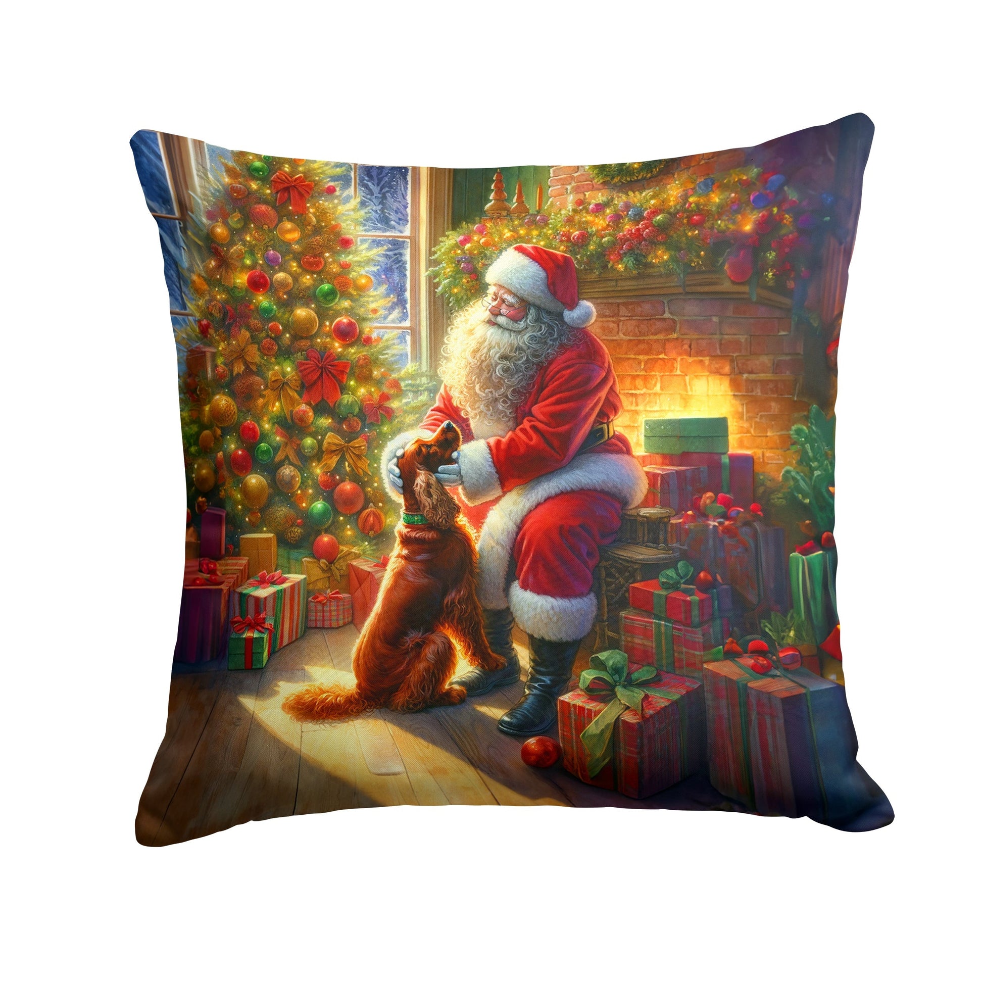 Irish Setter and Santa Claus Throw Pillow - One Color / One Size - Home & Garden - Home Textile - Pillows