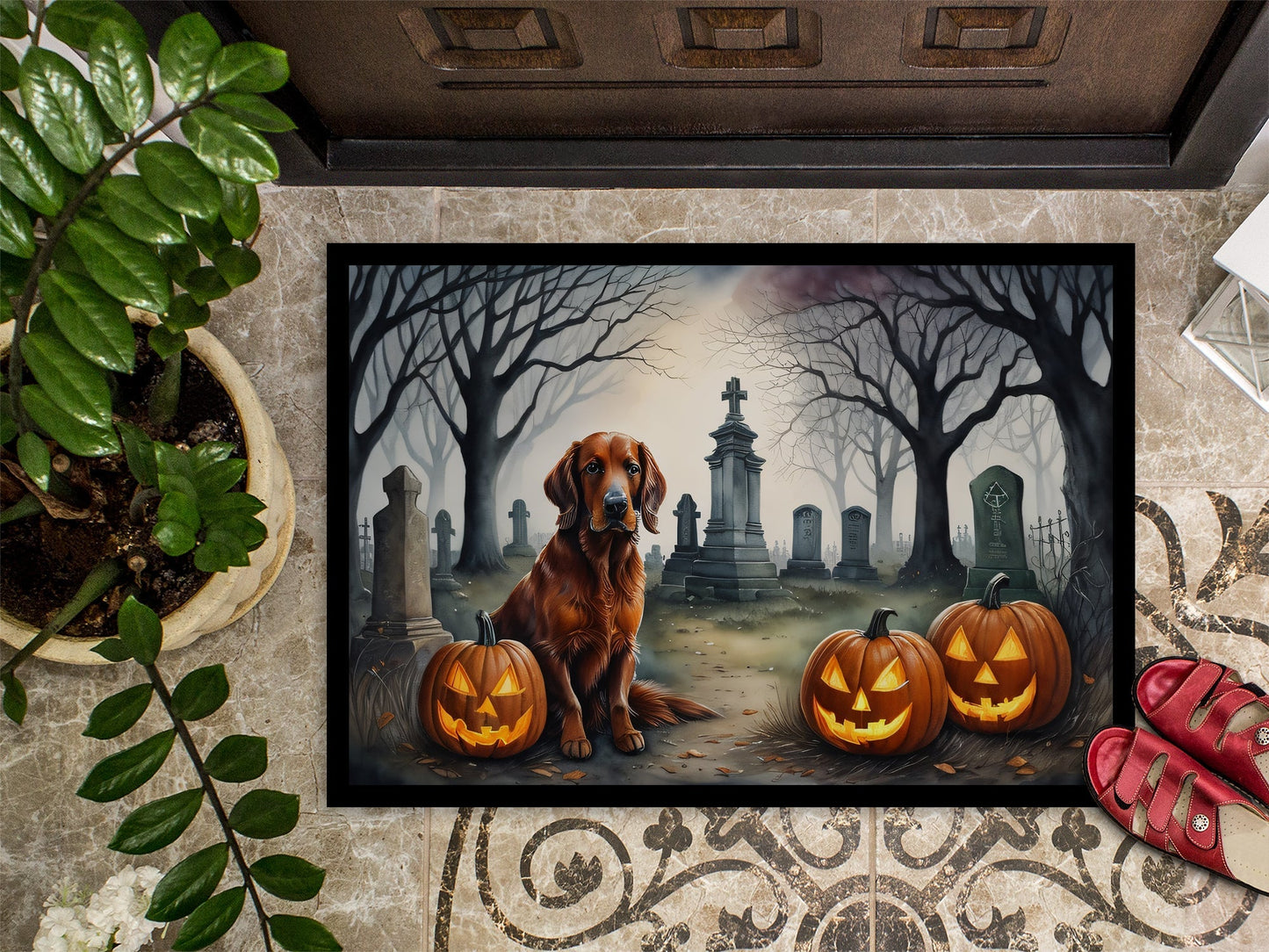 Irish Setter Spooky Halloween Doormat - One Color / One Size - Home & Garden - Home Textile - Carpets & Rugs