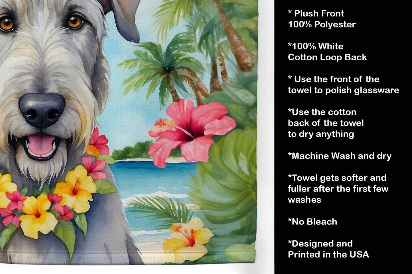 Irish Wolfhound Luau Kitchen Towel - One Color / One Size - Home & Garden - Home Textile - Towels