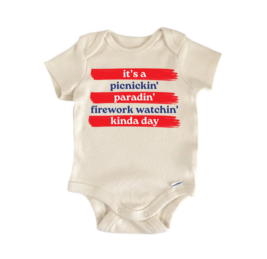 It’a a Picnickin Watchin Kinda Day July 4th Patriotic - Baby Boy Girl Bodysuit - Kids & Babies - Mother & Kids - Boys’