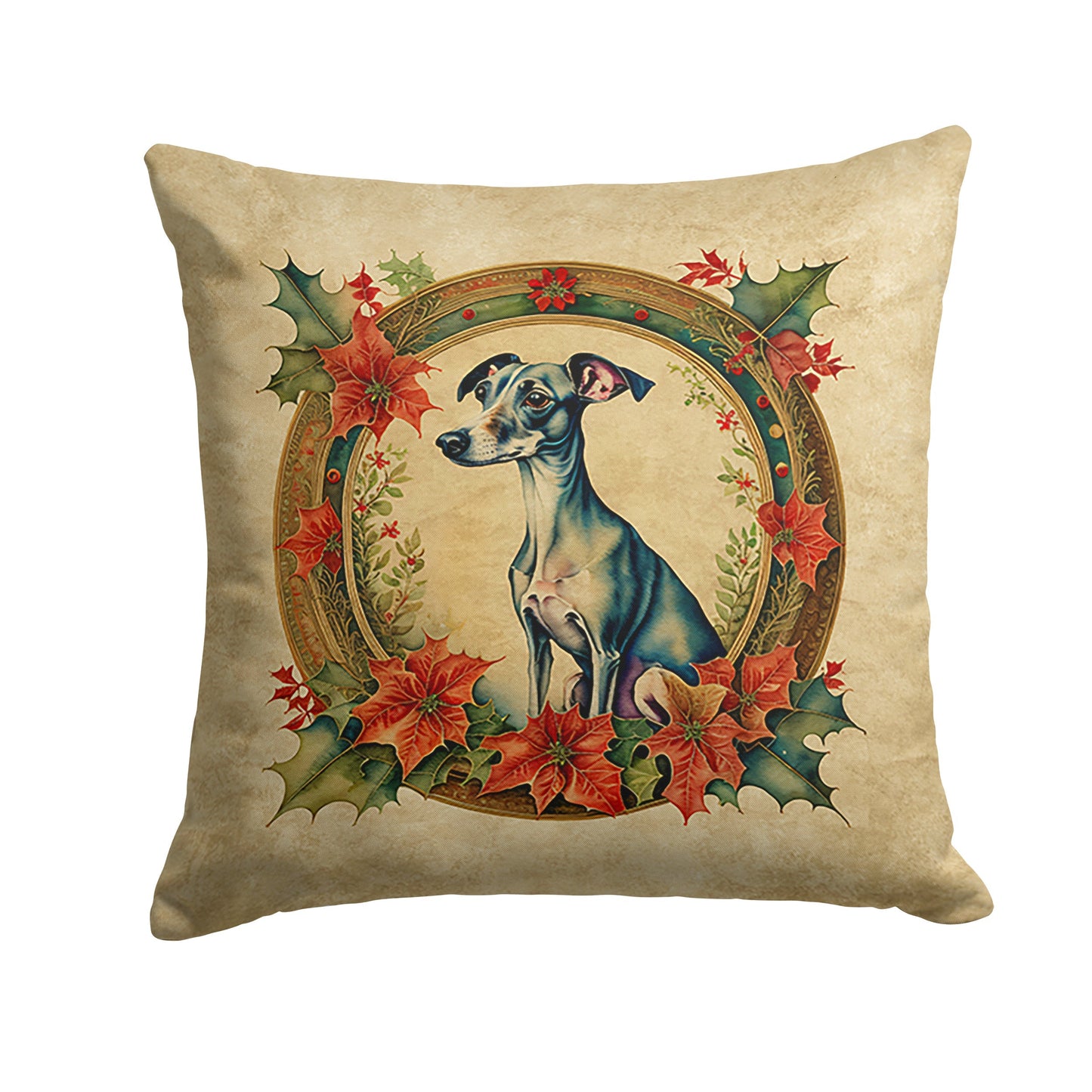 Italian Greyhound Christmas Flowers Throw Pillow - One Color / One Size - Home & Garden - Home Textile - Pillows