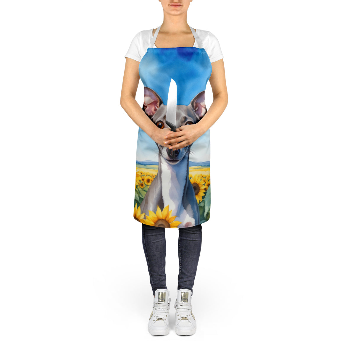 Italian Greyhound in Sunflowers Apron - One Color / One Size - Home & Garden - Kitchen Dining & Bar - Table Decoration