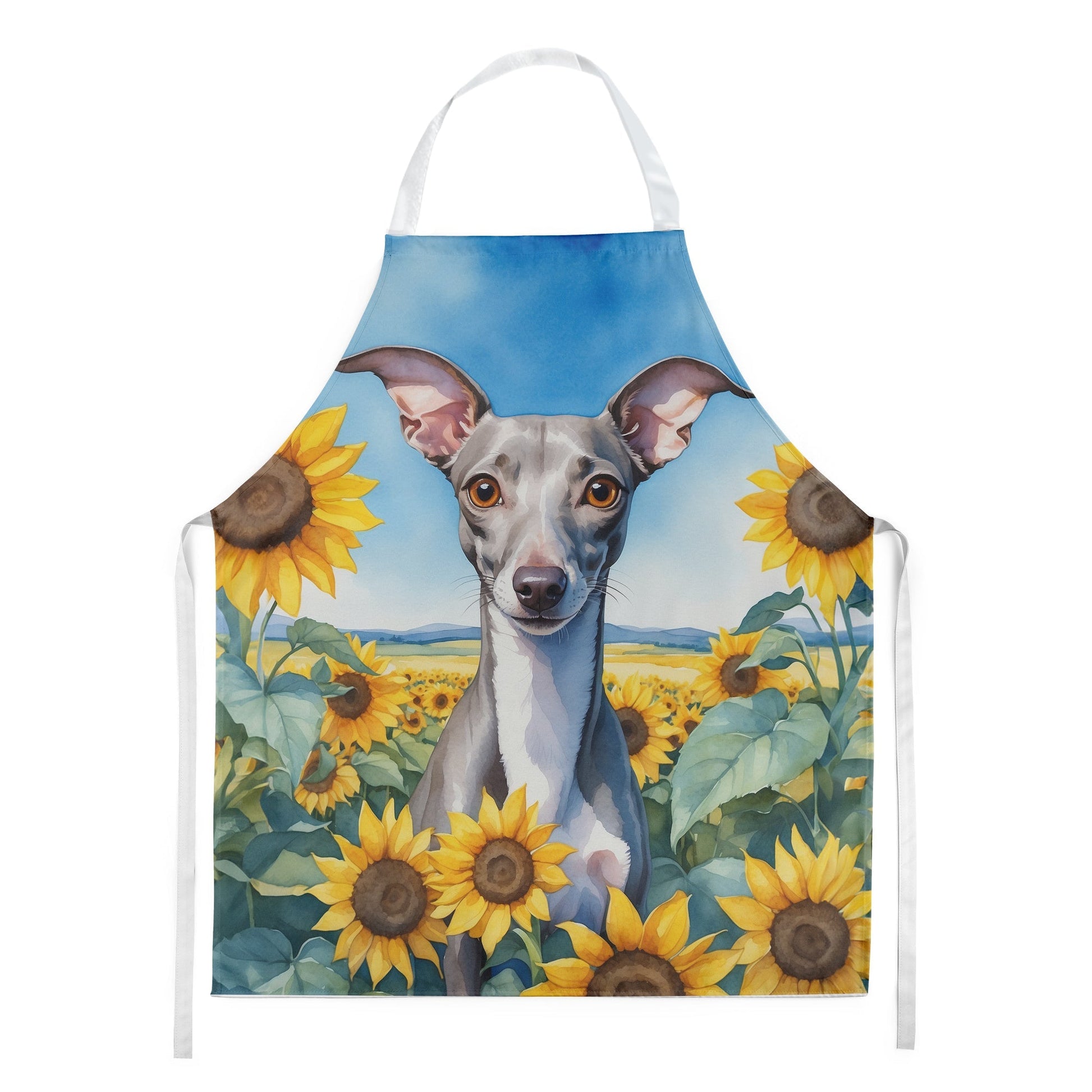 Italian Greyhound in Sunflowers Apron - One Color / One Size - Home & Garden - Kitchen Dining & Bar - Table Decoration