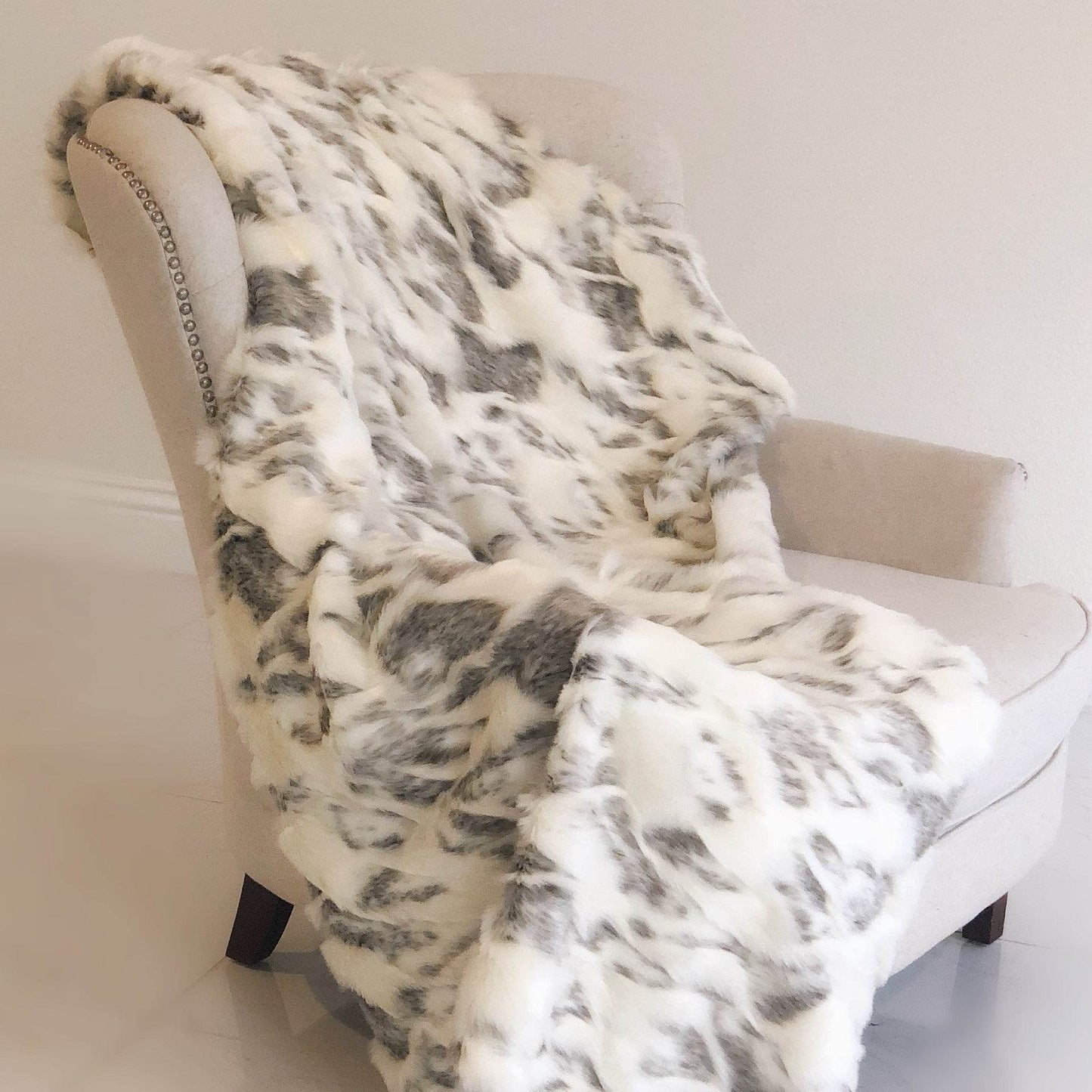 Ivory Rabbit Faux Fur Handmade Luxury Throw Blanket - Home & Garden - Home Textile - Bedding