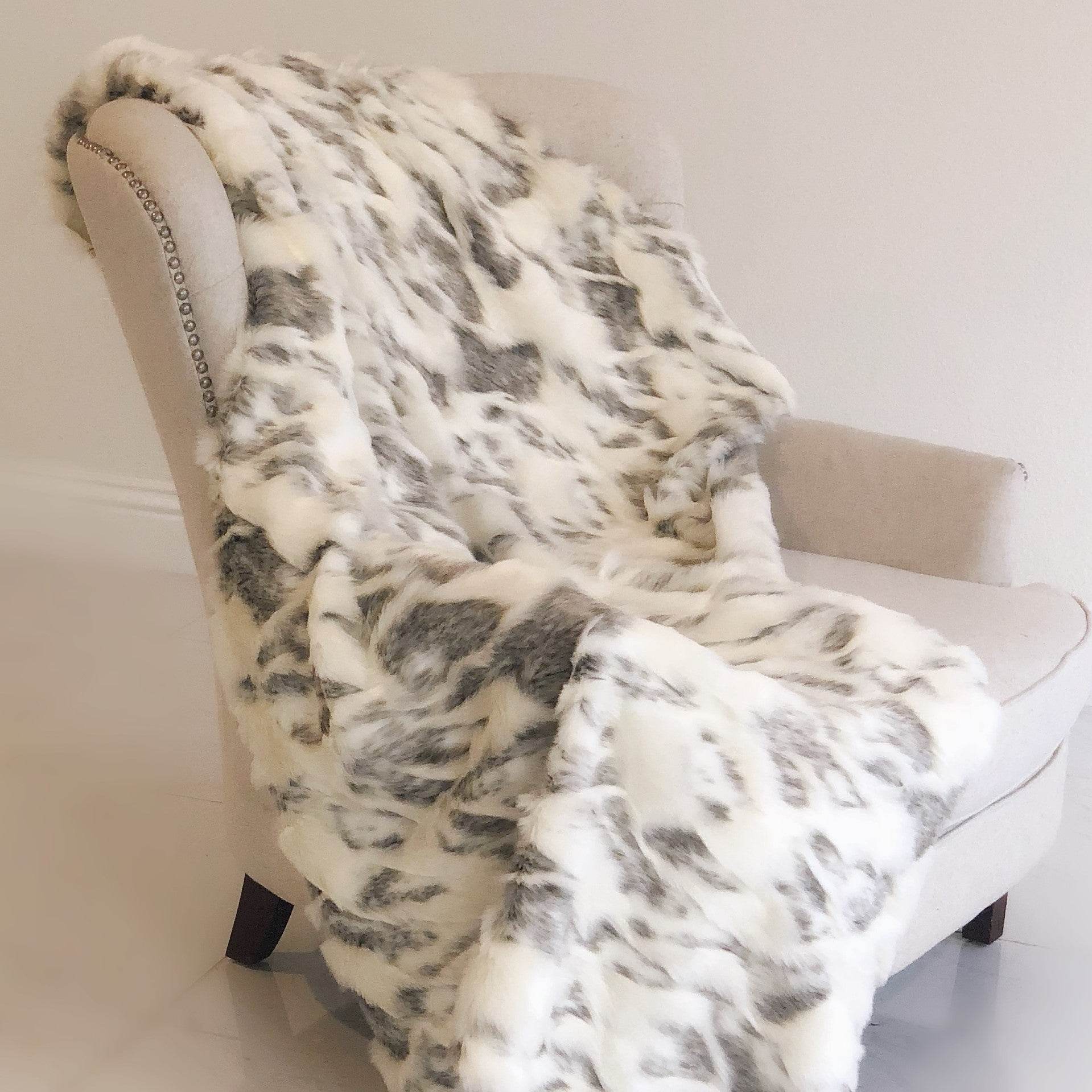 Ivory Rabbit Faux Fur Handmade Luxury Throw Blanket - Home & Garden - Home Textile - Bedding
