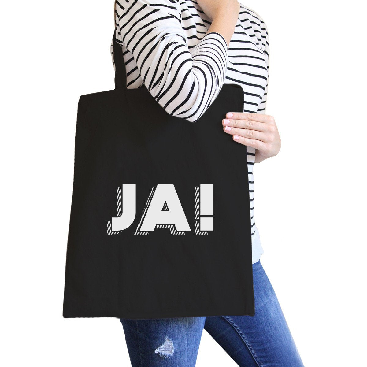 Ja! Black Canvas Tote Bag Cute Gift Ideas for BFF - One Color / One Size - Bags & Luggage - Women’s Bags