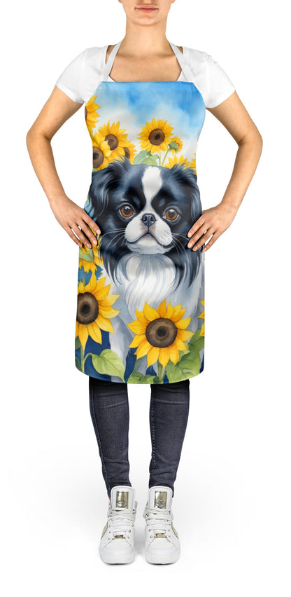 Japanese Chin in Sunflowers Apron - One Color / One Size - Home & Garden - Kitchen Dining & Bar - Table Decoration &