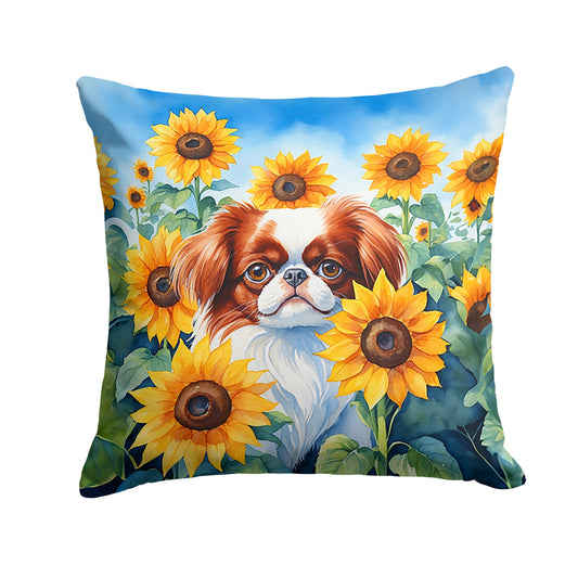Japanese Chin in Sunflowers Throw Pillow - One Color / One Size - Home & Garden - Home Textile - Pillows