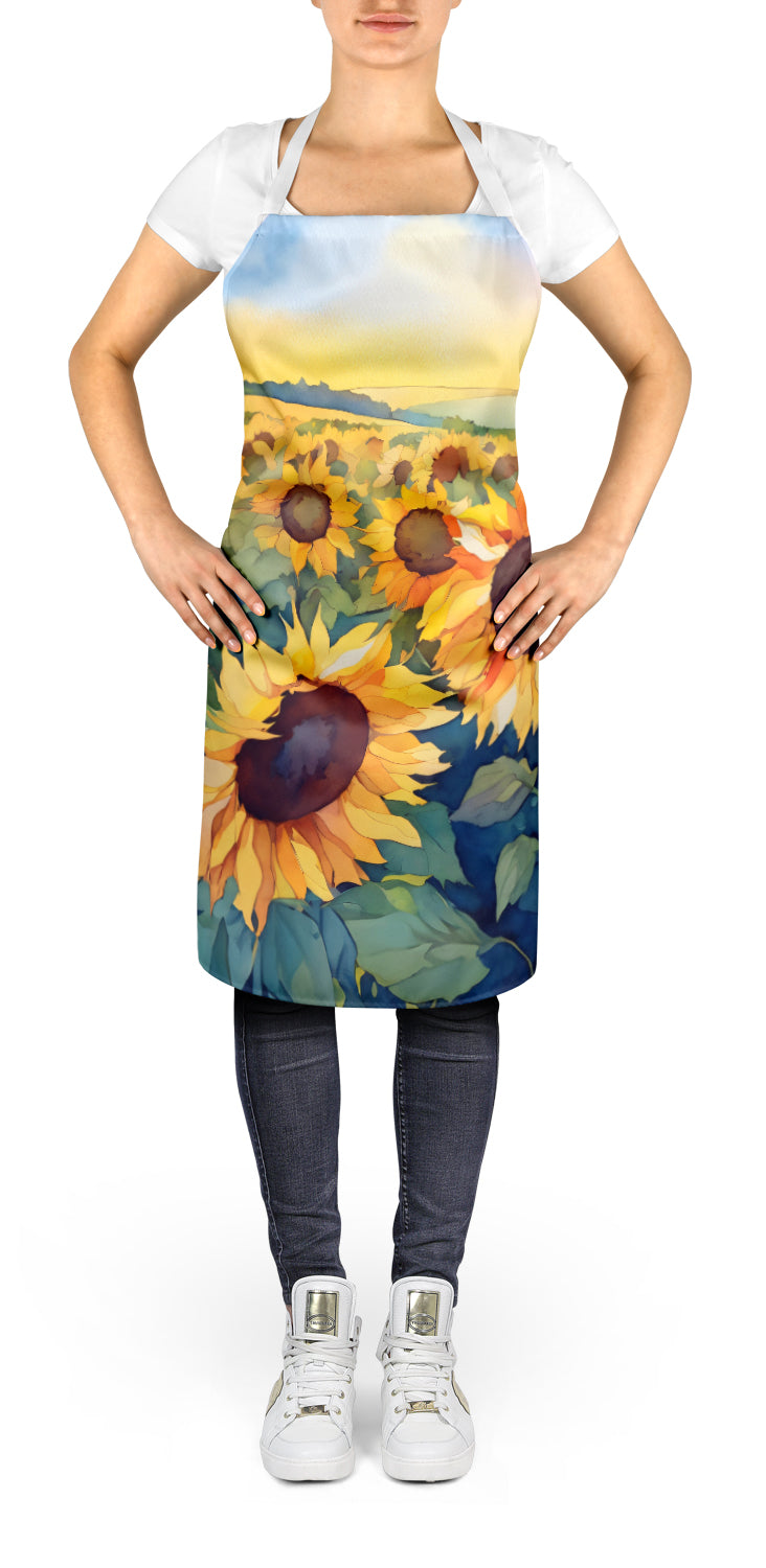 Kansas Sunflowers in Watercolor Apron - One Color / One Size - Home & Garden - Kitchen Dining & Bar - Table Decoration