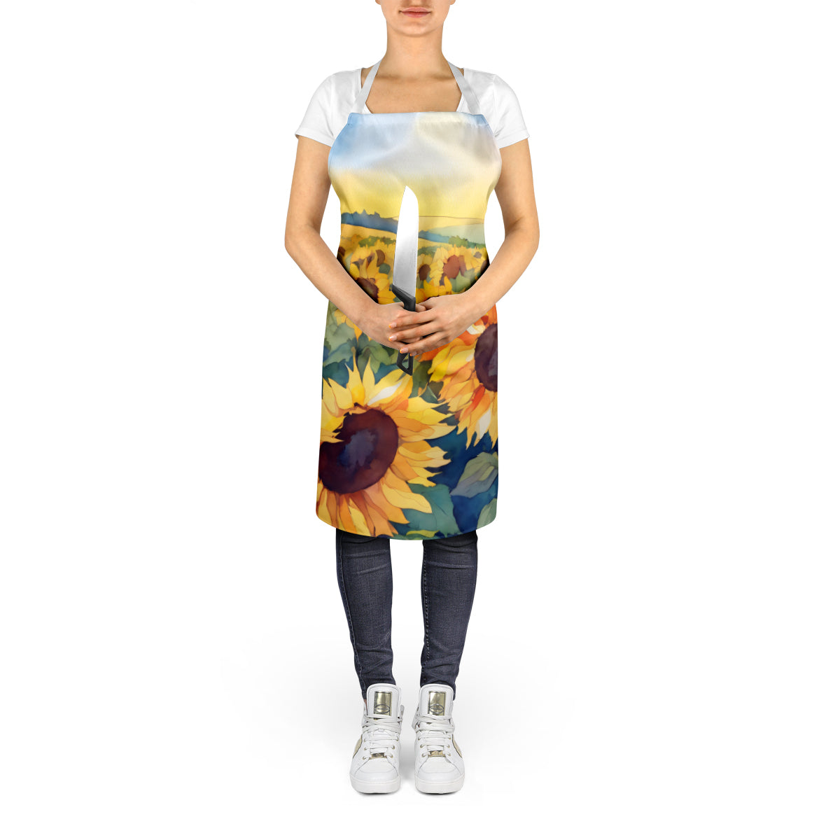 Kansas Sunflowers in Watercolor Apron - One Color / One Size - Home & Garden - Kitchen Dining & Bar - Table Decoration