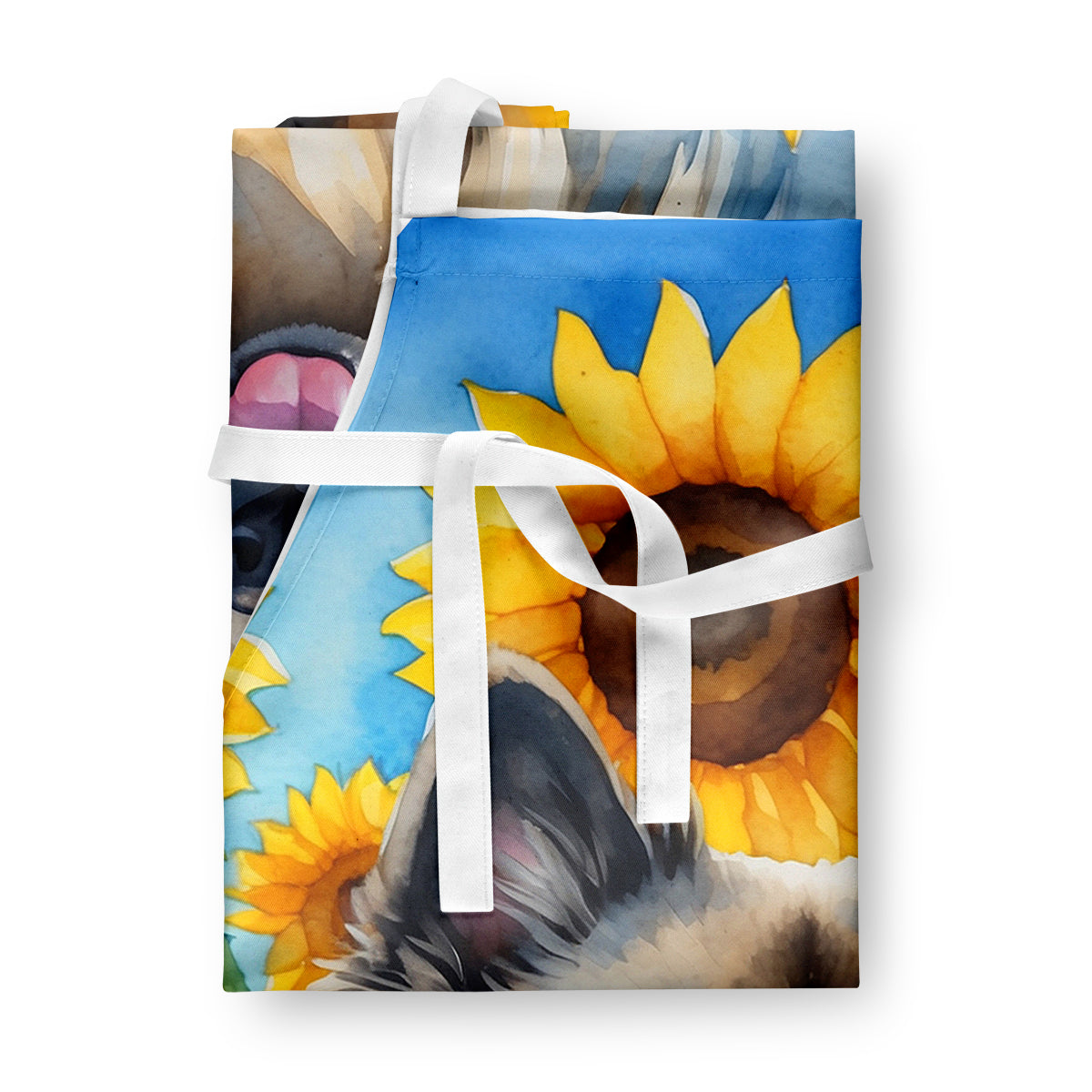 Keeshond in Sunflowers Apron - One Color / One Size - Home & Garden - Kitchen Dining & Bar - Table Decoration &