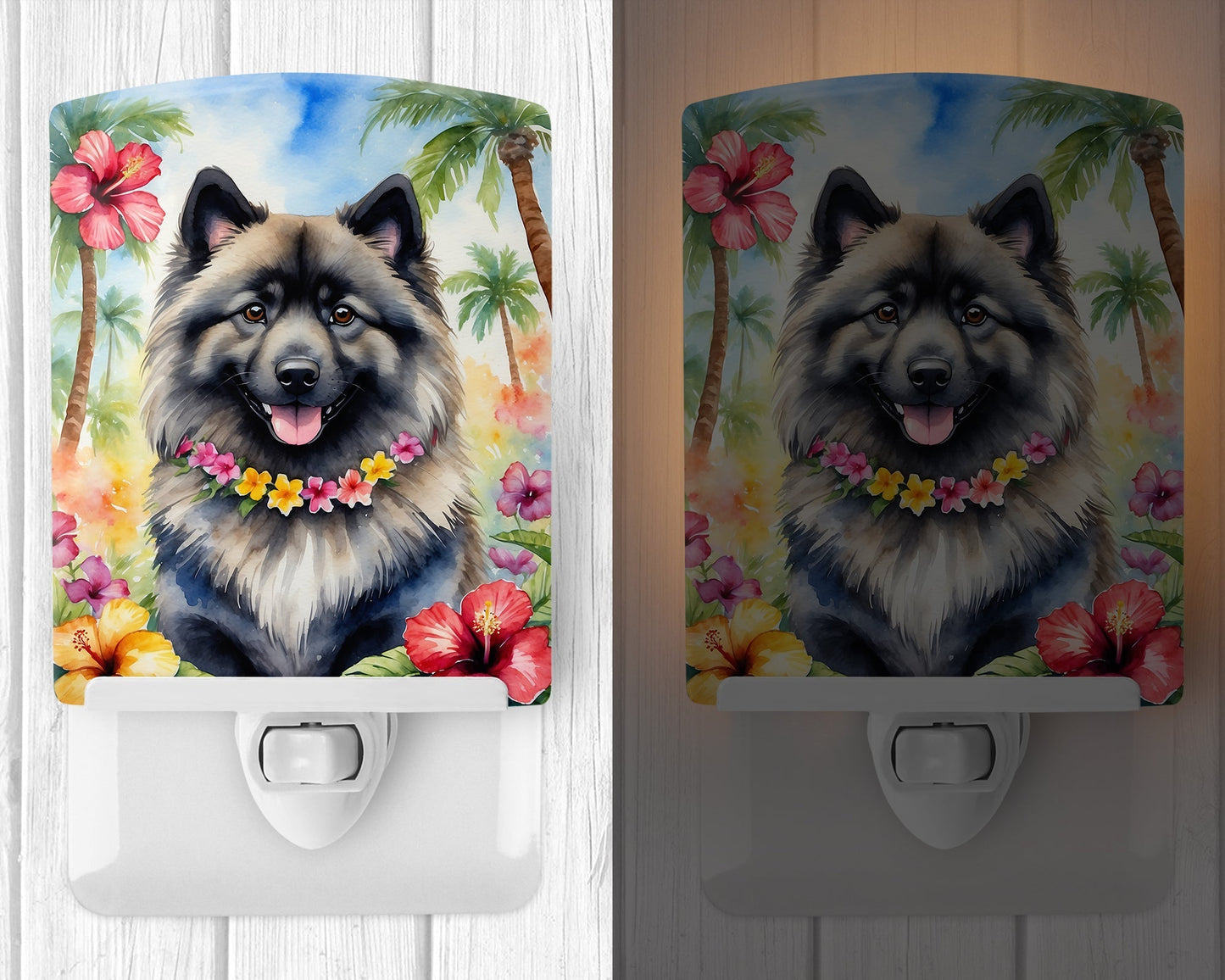 Keeshond Luau Ceramic Night Light - One Color / One Size - Home & Garden - Home Improvement - Lights & Lighting - Night