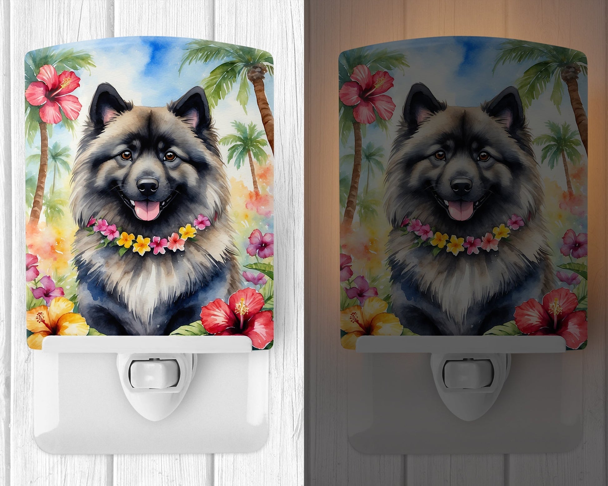 Keeshond Luau Ceramic Night Light - One Color / One Size - Home & Garden - Home Improvement - Lights & Lighting - Night