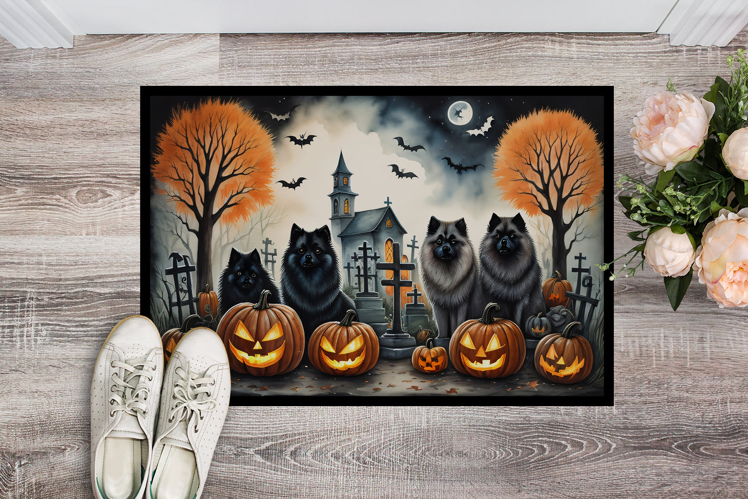 Keeshond Spooky Halloween Doormat - One Color / One Size - Home & Garden - Home Textile - Carpets & Rugs