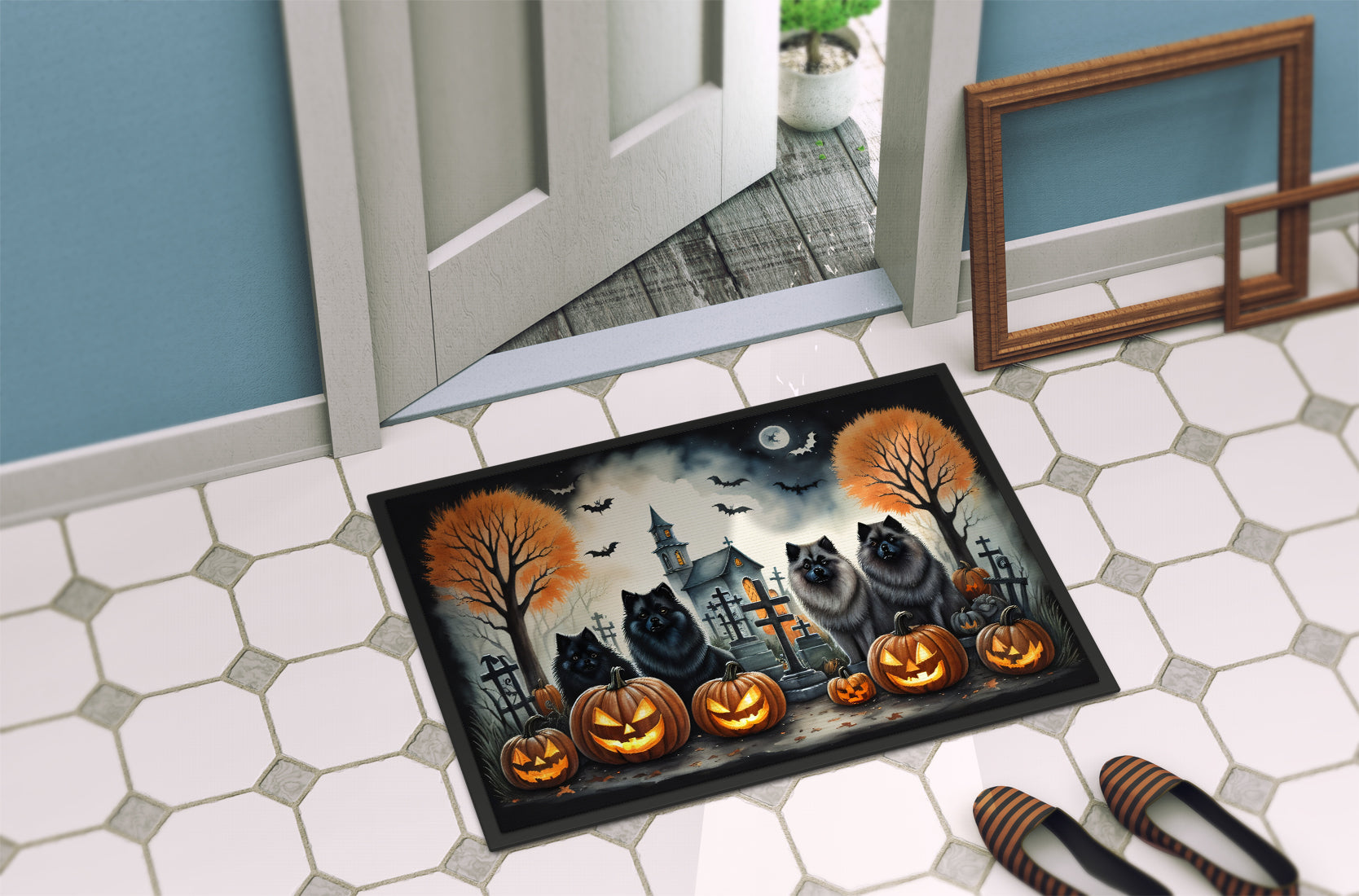 Keeshond Spooky Halloween Doormat - One Color / One Size - Home & Garden - Home Textile - Carpets & Rugs