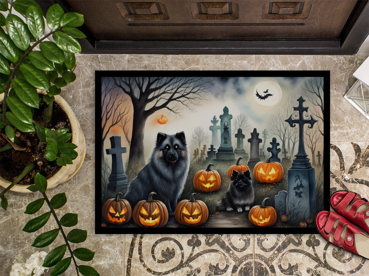 Keeshond Spooky Halloween Doormat - One Color / One Size - Home & Garden - Home Textile - Carpets & Rugs
