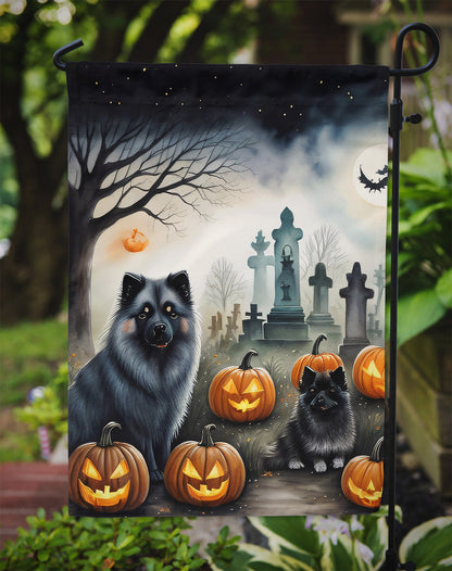 Keeshond Spooky Halloween Garden Flag - One Color / One Size - Home & Garden - Home Decor - Flags Banners & Accessories