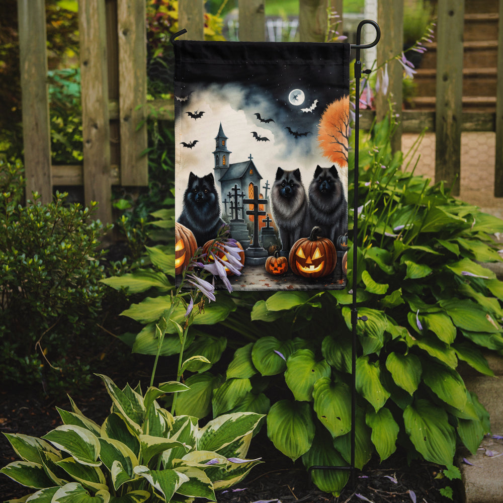 Keeshond Spooky Halloween Garden Flag - One Color / One Size - Home & Garden - Home Decor - Flags Banners & Accessories