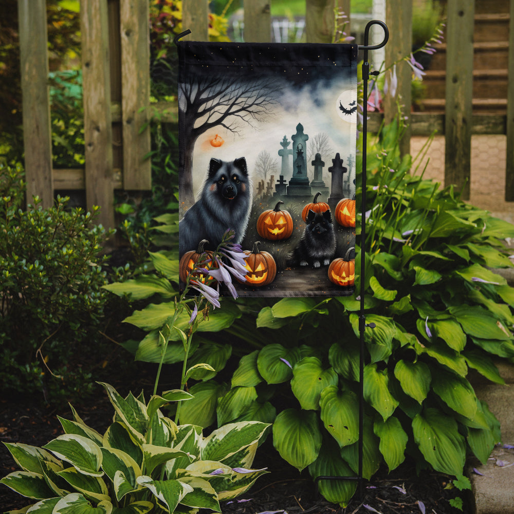 Keeshond Spooky Halloween Garden Flag - One Color / One Size - Home & Garden - Home Decor - Flags Banners & Accessories