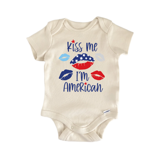 Kiss Me I’m American July 4th Patriotic - Baby Boy Girl Clothes Bodysuit - Kids & Babies - Mother & Kids - Boys’ Baby