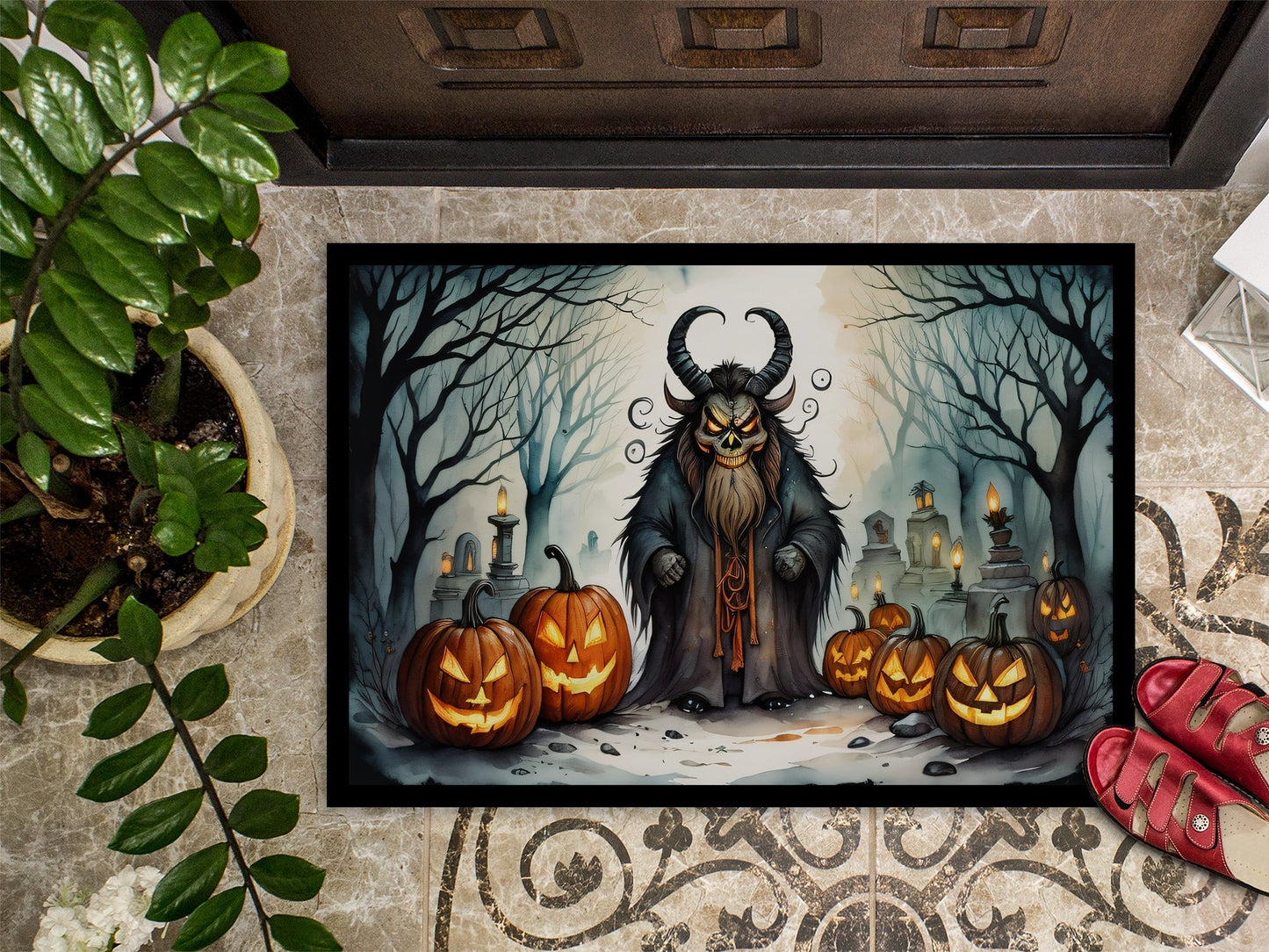 Krampus the Christmas Demon Spooky Halloween Doormat - One Color / One Size - Home & Garden - Home Textile - Carpets &