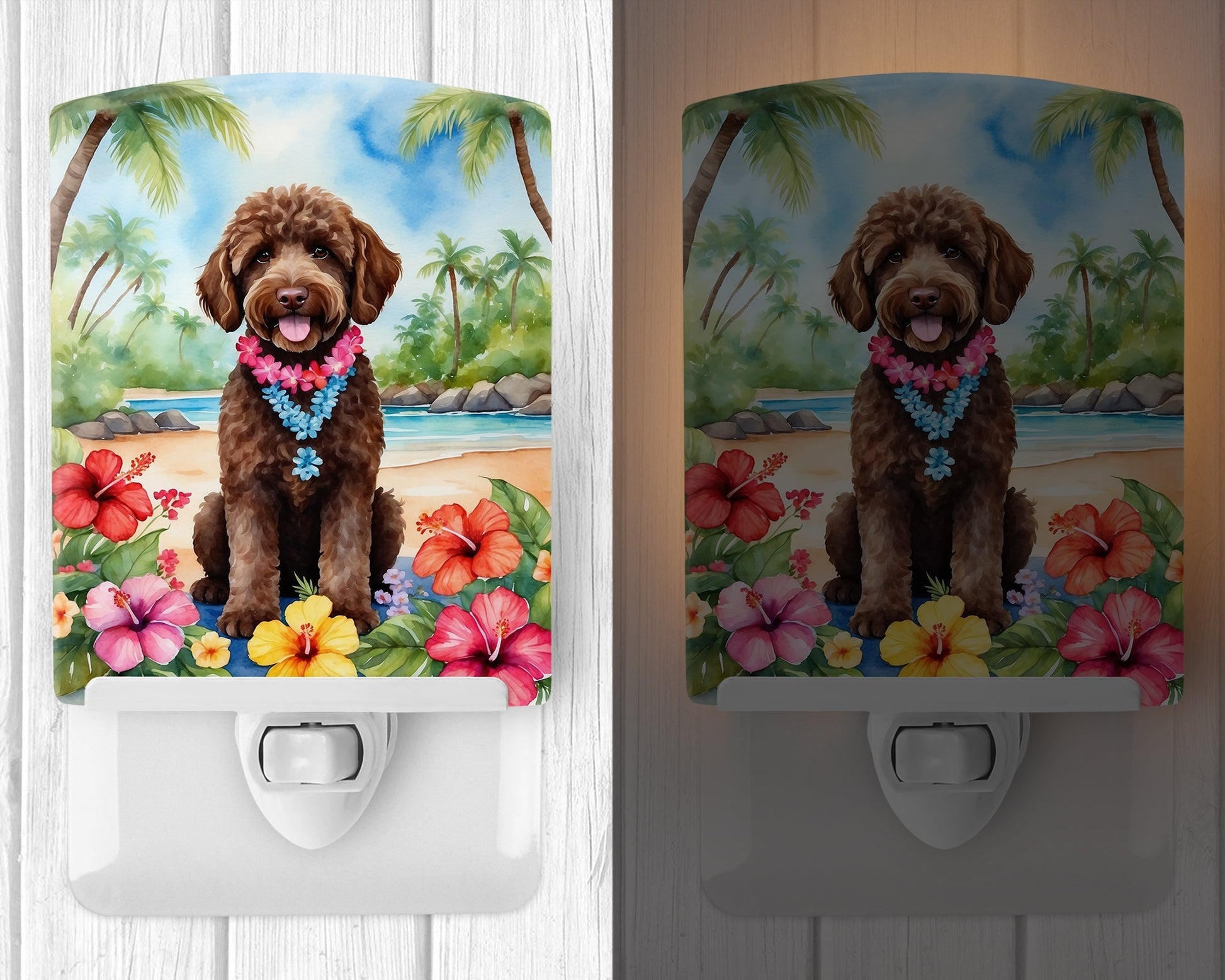 Labradoodle Luau Ceramic Night Light - One Color / One Size - Home & Garden - Home Improvement - Lights & Lighting