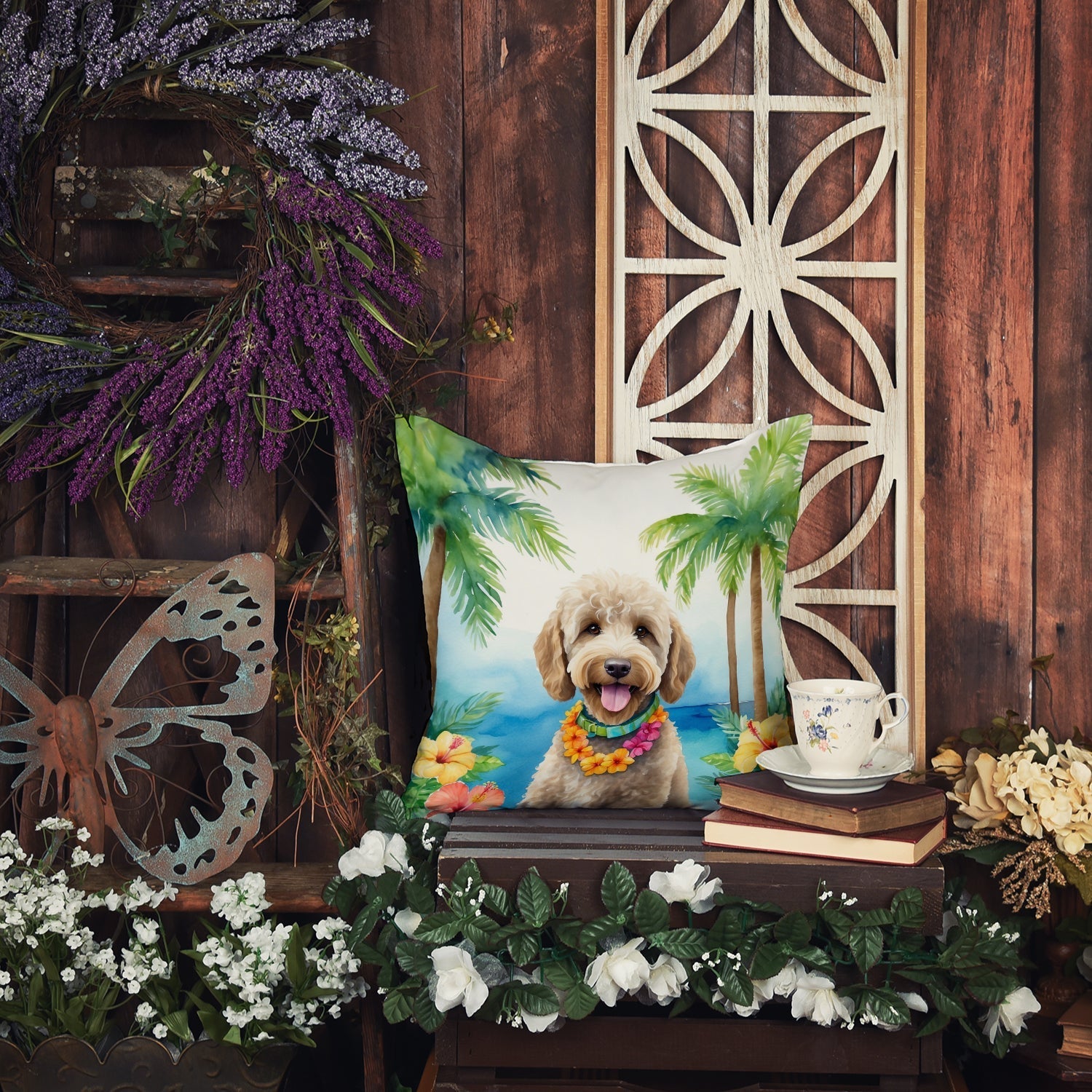 Labradoodle Luau Throw Pillow - One Color / One Size - Home & Garden - Home Textile - Pillows