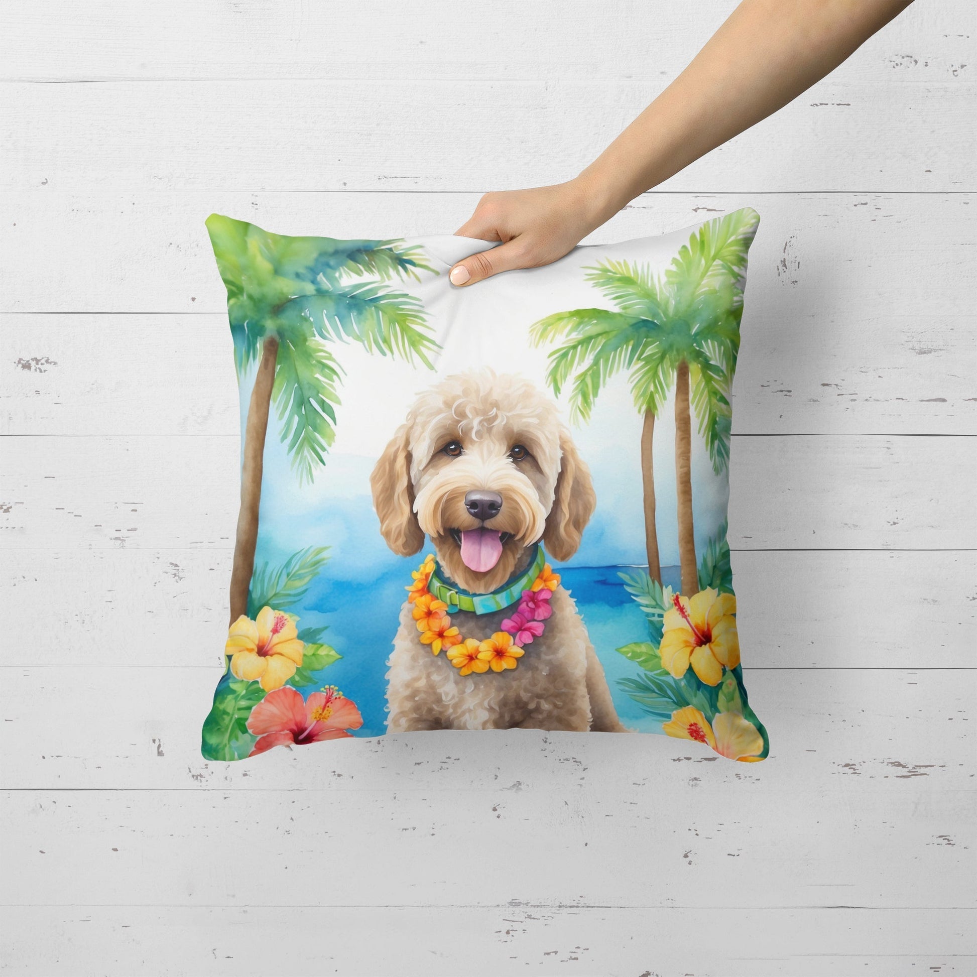 Labradoodle Luau Throw Pillow - One Color / One Size - Home & Garden - Home Textile - Pillows