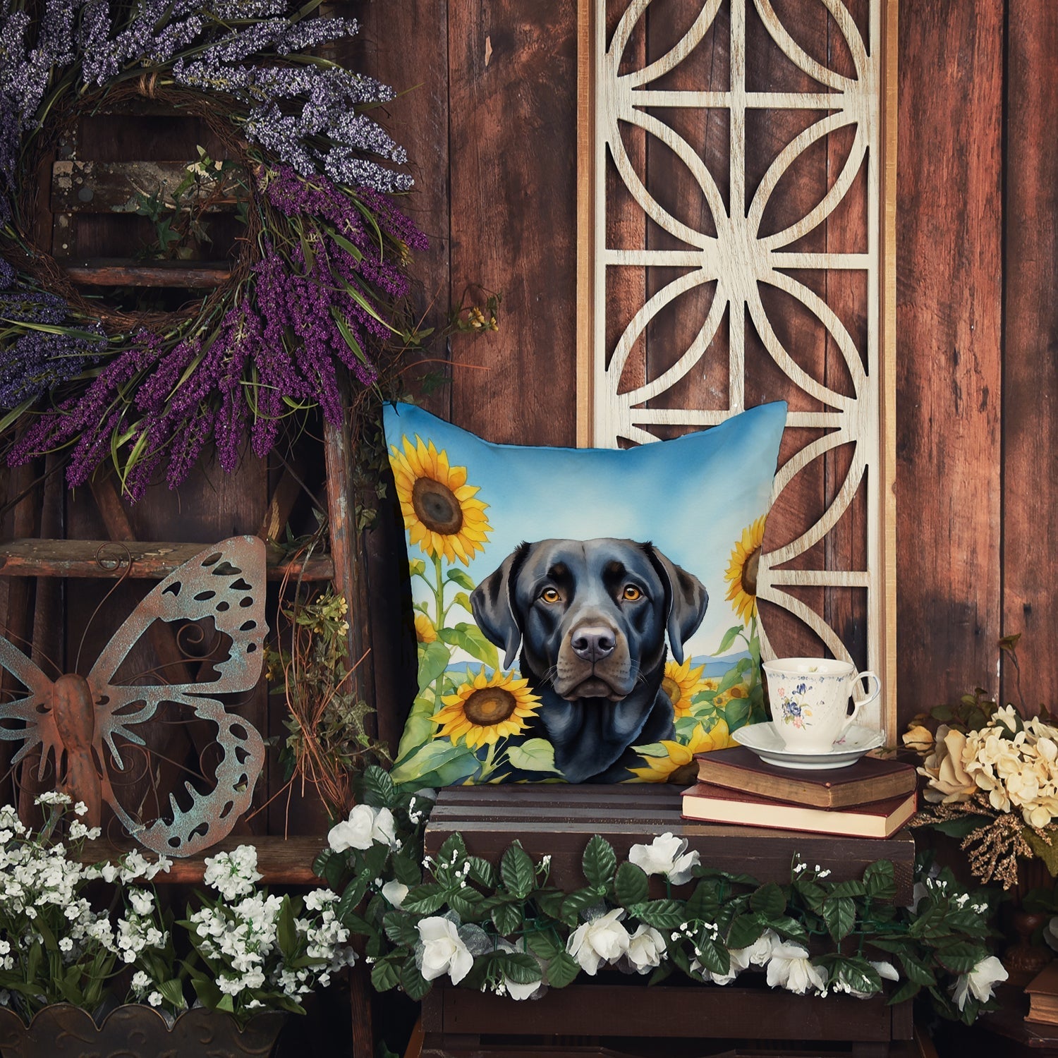 Labrador Retriever in Sunflowers Throw Pillow - One Color / One Size - Home & Garden - Home Textile - Pillows