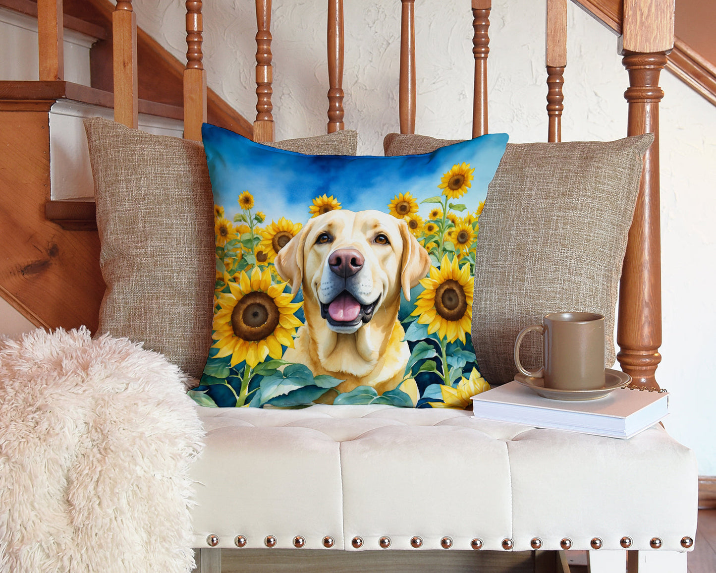 Labrador Retriever in Sunflowers Throw Pillow - One Color / One Size - Home & Garden - Home Textile - Pillows