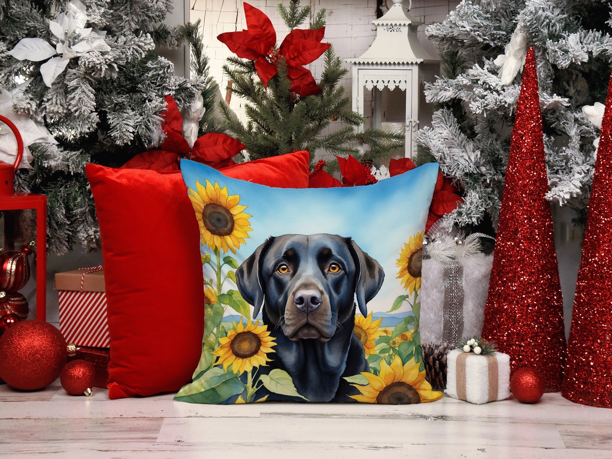 Labrador Retriever in Sunflowers Throw Pillow - One Color / One Size - Home & Garden - Home Textile - Pillows