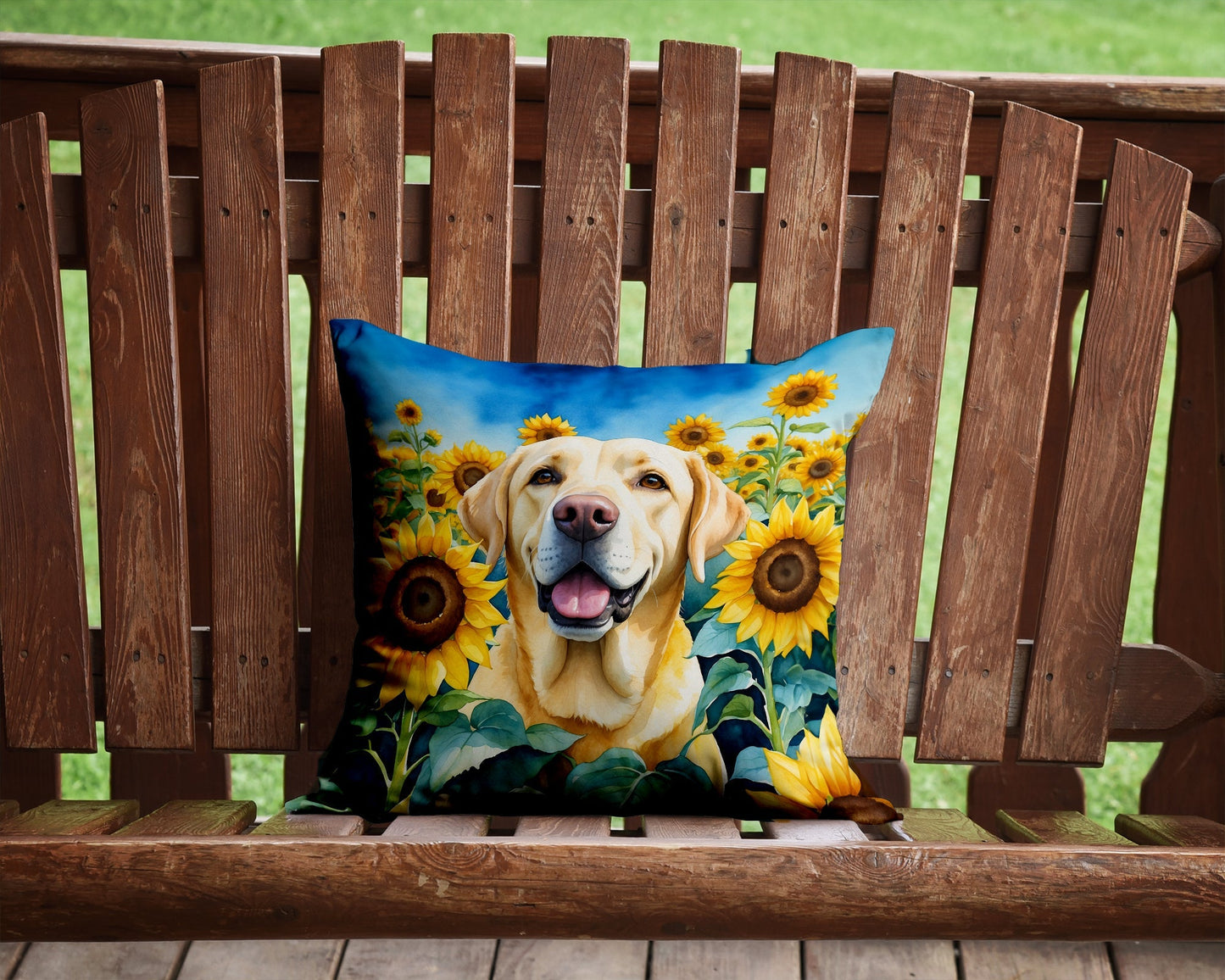Labrador Retriever in Sunflowers Throw Pillow - One Color / One Size - Home & Garden - Home Textile - Pillows