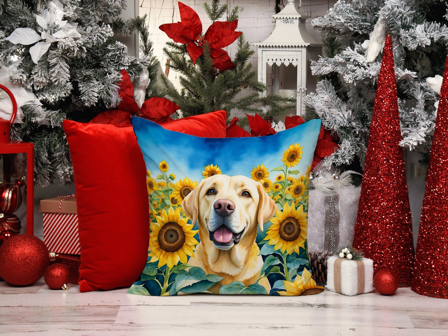 Labrador Retriever in Sunflowers Throw Pillow - One Color / One Size - Home & Garden - Home Textile - Pillows