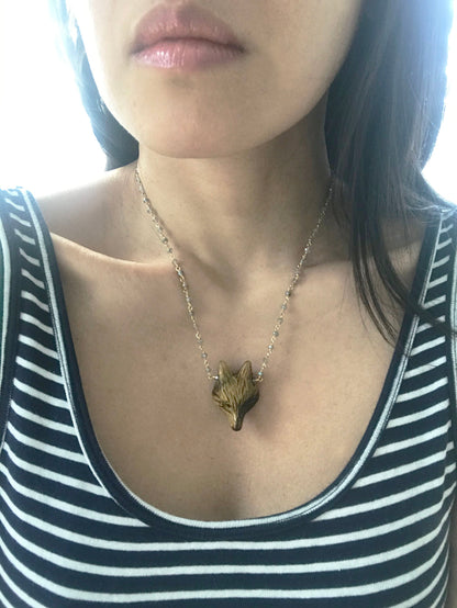 Labradorite and Tiger Eye Fox Necklace - One Color / One Size - Jewelry & Accessories - Necklaces & Pendants