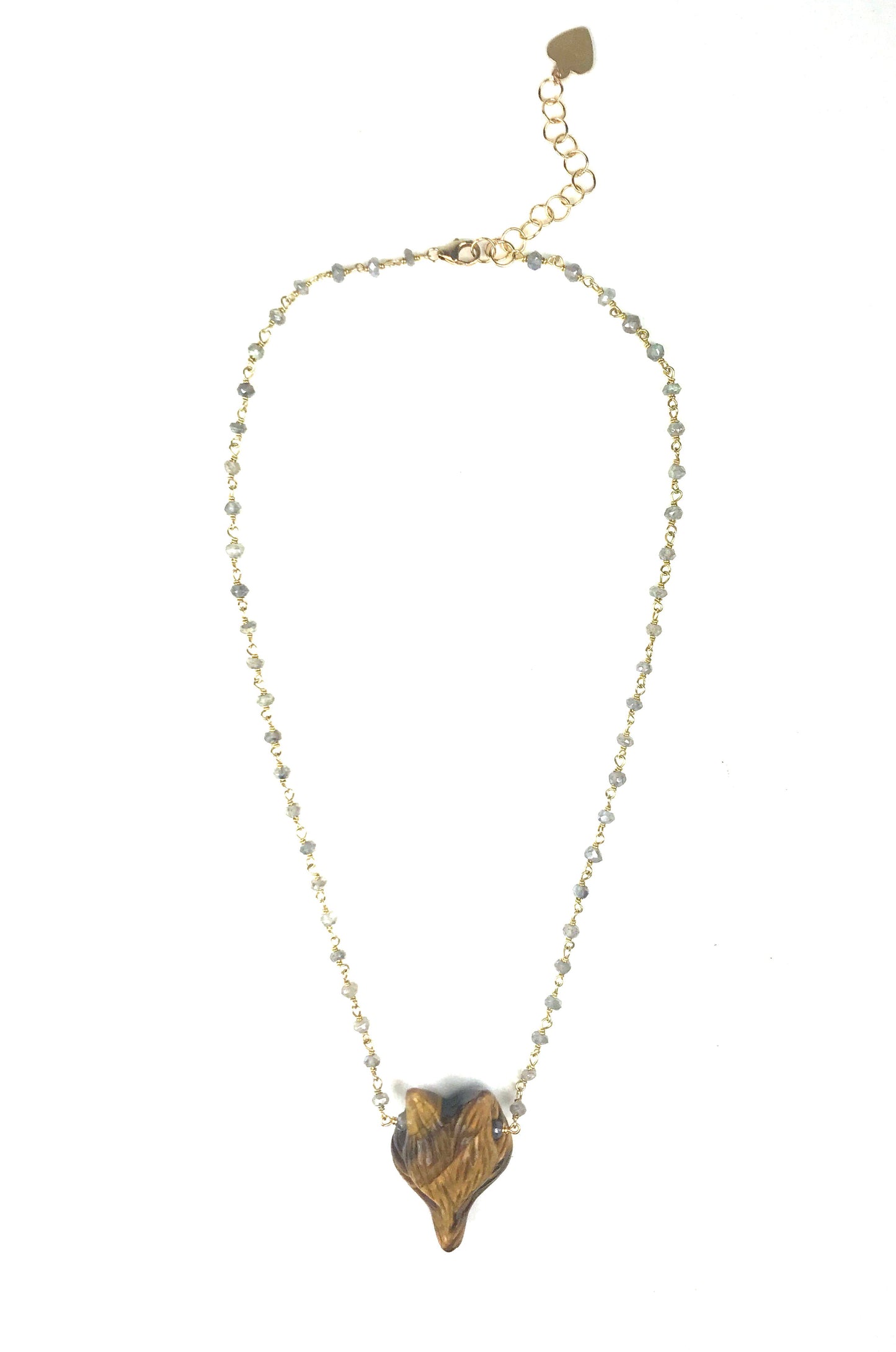 Labradorite and Tiger Eye Fox Necklace - One Color / One Size - Jewelry & Accessories - Necklaces & Pendants