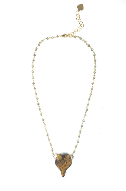 Labradorite and Tiger Eye Fox Necklace - One Color / One Size - Jewelry & Accessories - Necklaces & Pendants
