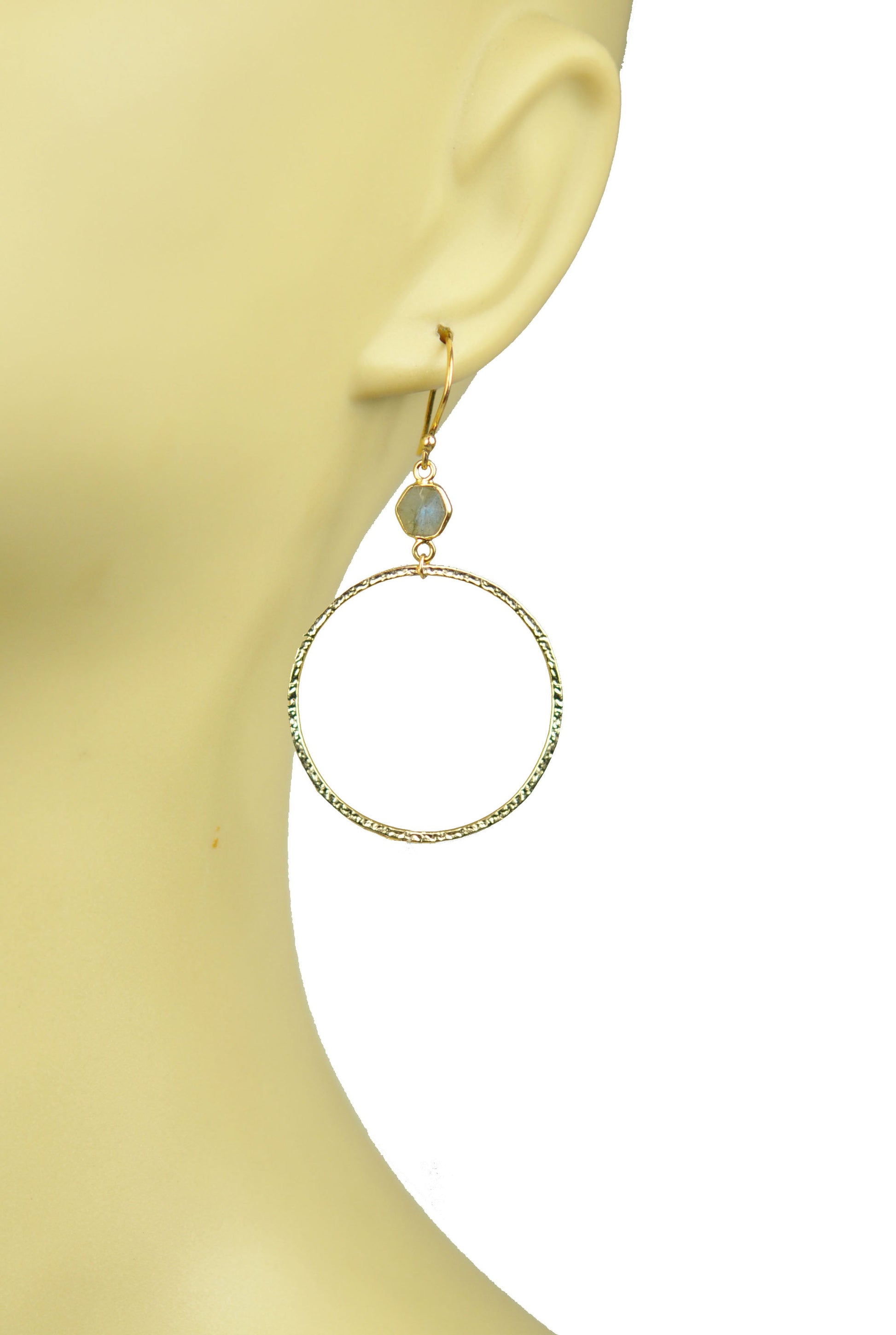 Labradorite Bezel Circle Earrings - One Color / One Size - Jewelry & Accessories