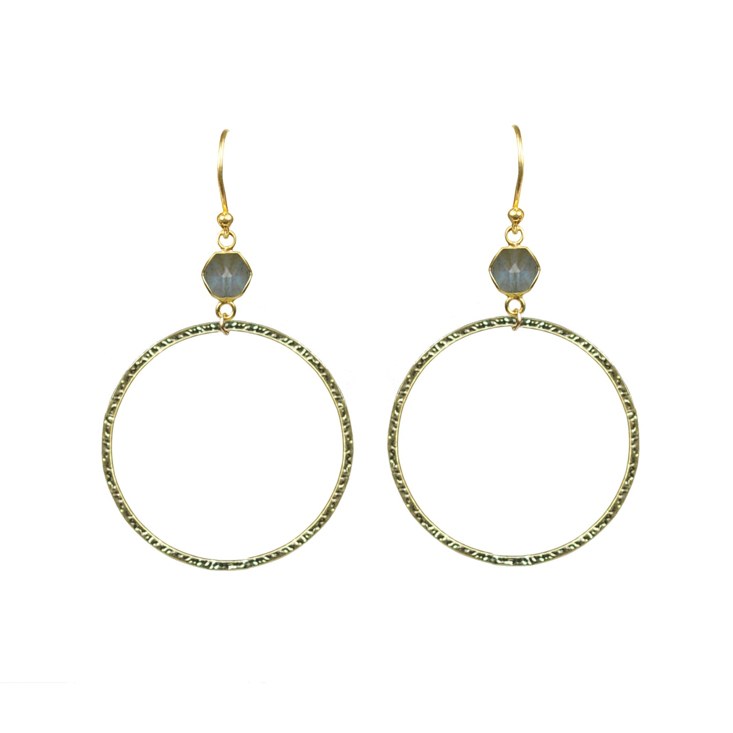 Labradorite Bezel Circle Earrings - One Color / One Size - Jewelry & Accessories