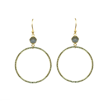 Labradorite Bezel Circle Earrings - One Color / One Size - Jewelry & Accessories