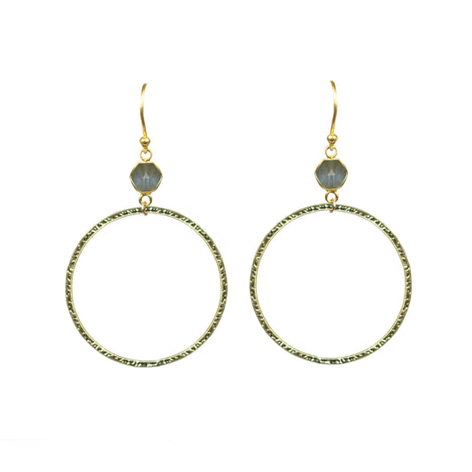Labradorite Bezel Circle Earrings - One Color / One Size - Jewelry & Accessories