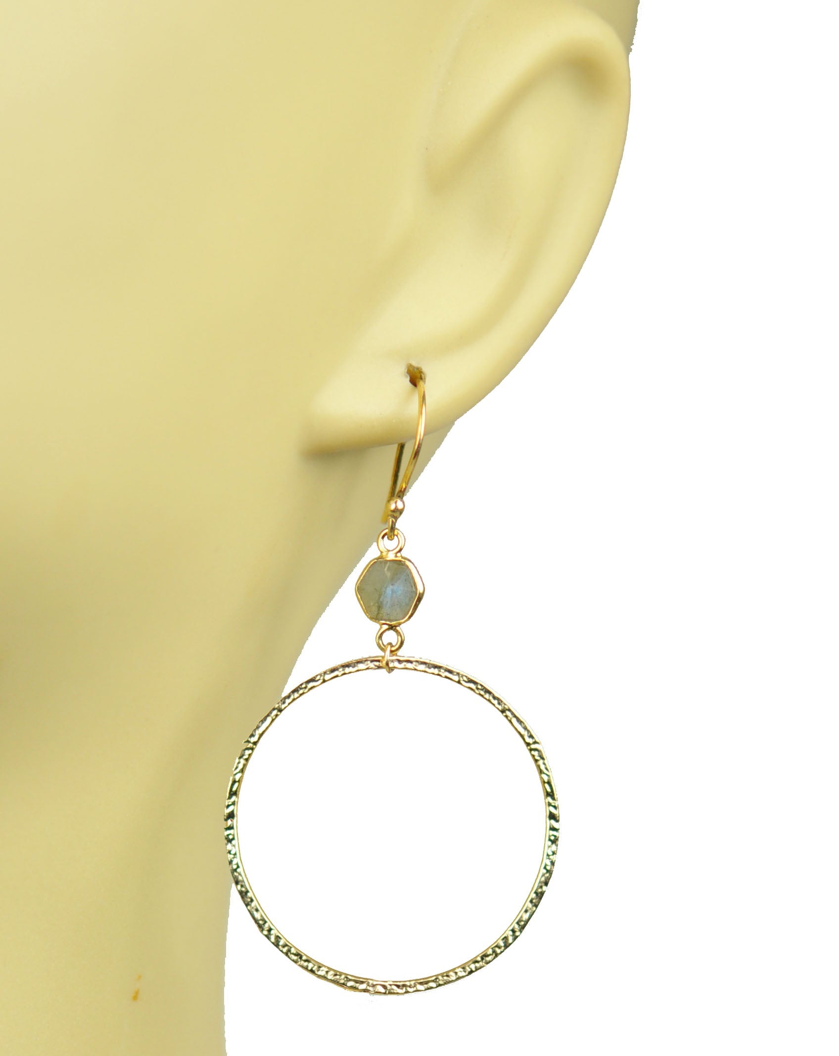 Labradorite Bezel Circle Earrings - One Color / One Size - Jewelry & Accessories