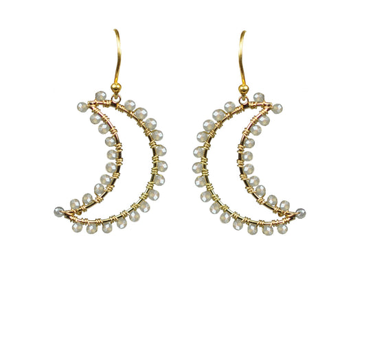 Labradorite Crescent Moon Earrings - One Color / One Size - Jewelry & Accessories - Earrings