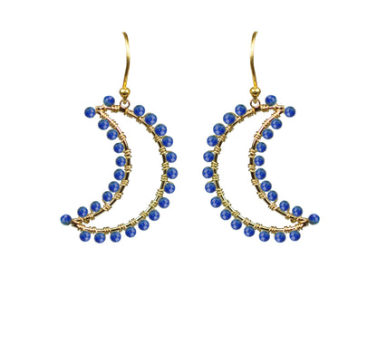 Lapis Lazuli Crescent Moon Earrings - One Color / One Size - Jewelry & Accessories - Earrings