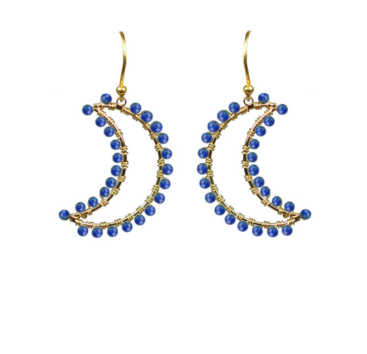 Lapis Lazuli Crescent Moon Earrings - One Color / One Size - Jewelry & Accessories - Earrings