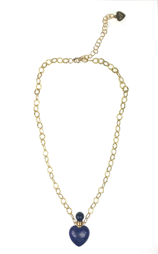 Lapis Lazuli Heart Chain Necklace - One Color / One Size - Jewelry & Accessories - Necklaces & Pendants