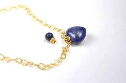 Lapis Lazuli Heart Chain Necklace - One Color / One Size - Jewelry & Accessories - Necklaces & Pendants