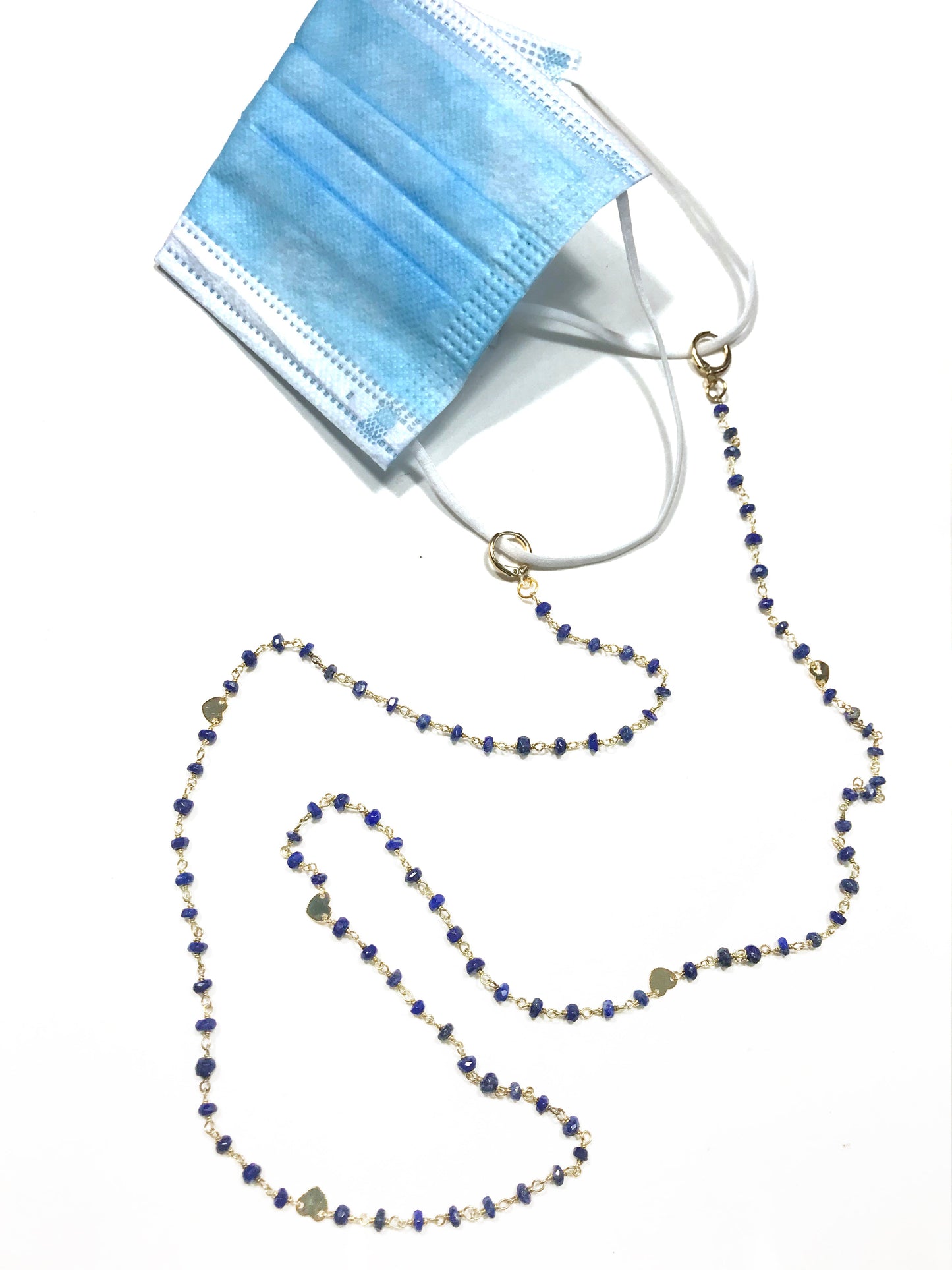 Lapis Lazuli Heart Convertible Mask Necklace - One Color / One Size - Jewelry & Accessories - Necklaces & Pendants