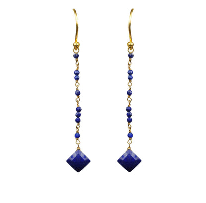 Lapis Lazuli Linear Vermeil Earrings - One Color / One Size - Jewelry & Accessories