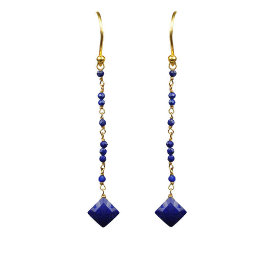 Lapis Lazuli Linear Vermeil Earrings - One Color / One Size - Jewelry & Accessories