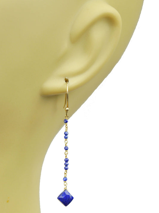 Lapis Lazuli Linear Vermeil Earrings - One Color / One Size - Jewelry & Accessories